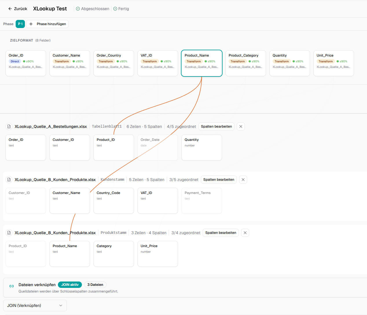 Sylaxis Smart Data Hub visually mapping fields from multiple Excel files